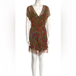 Diane Von Furstenberg Avanita silk print dress with sequins Sz 6